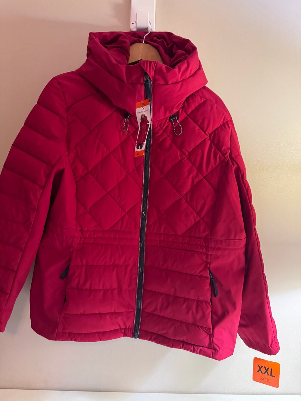 Tommy Hilfiger TH Flex Women’s XXL Red Hooded Quilted Puffer Jacket NWT